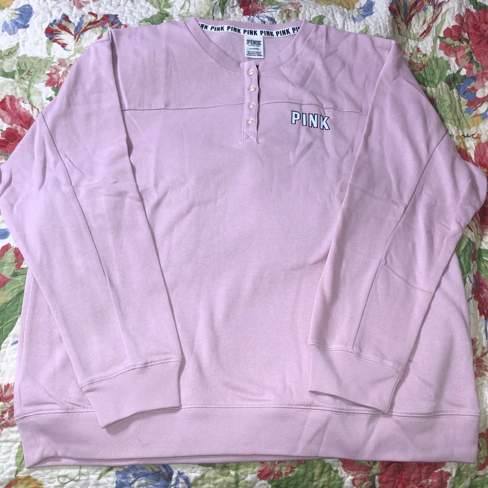 NIP Sz L PINK Pullover Crew Sweater